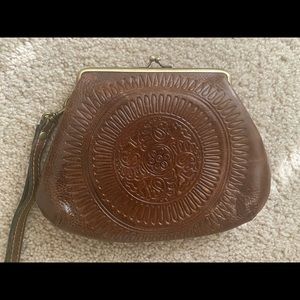 PATRICIA NASH Brown Leather Clutch